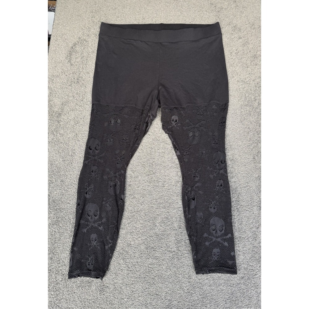 Torrid Black Skull Crossbones Lace Mesh Leggings Plus Size 3 3X Gothic Edgy